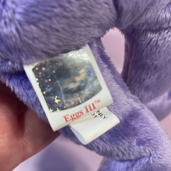 Ty 10 years Beanie Baby 2002 Eggs III The Bear Purple & Yellow Bear EUC NWT 9” - Picture 8 of 10